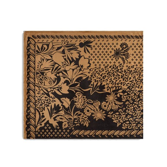 Johnny Was Laurel Canyon Lola Cozy Blanket Reversible Floral Gold Black Home NEW - Picture 2 of 6